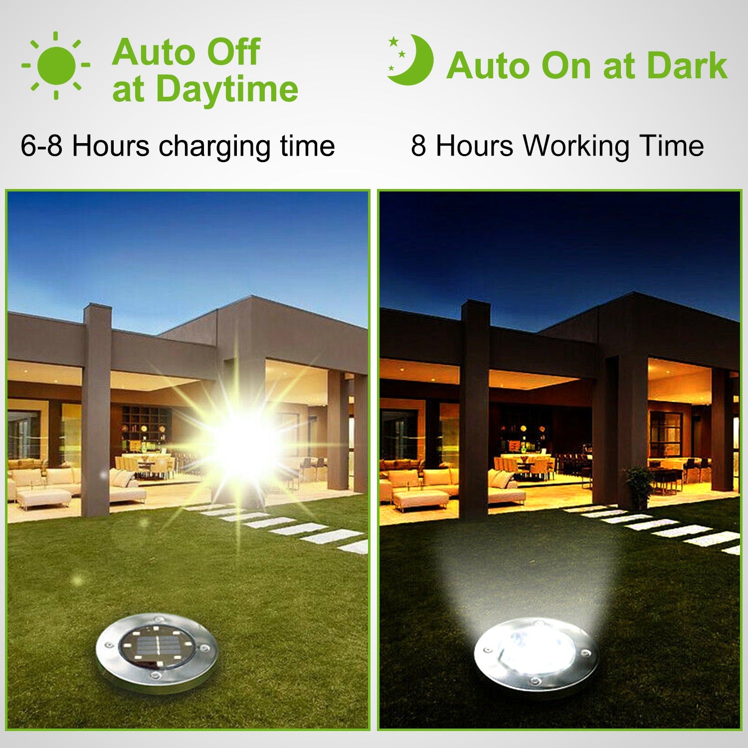4Pcs Solar Powered Ground Light Outdoor IP65 Waterproof Buried In-Ground Lamp Decorative Path Deck Lawn Patio Lamp